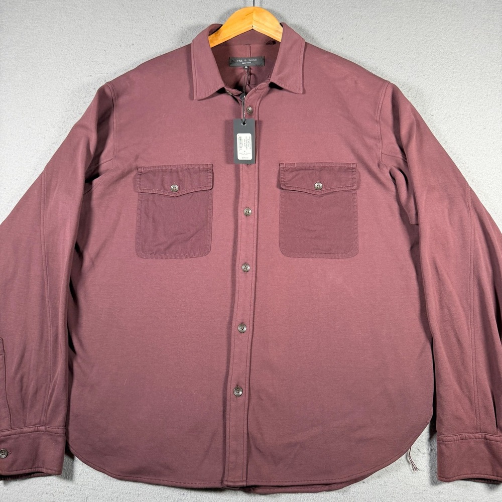 Rag & Bone Burgundy Knit Engineered Jack Shirt MBW21HA157J1ML Mens XL NWT